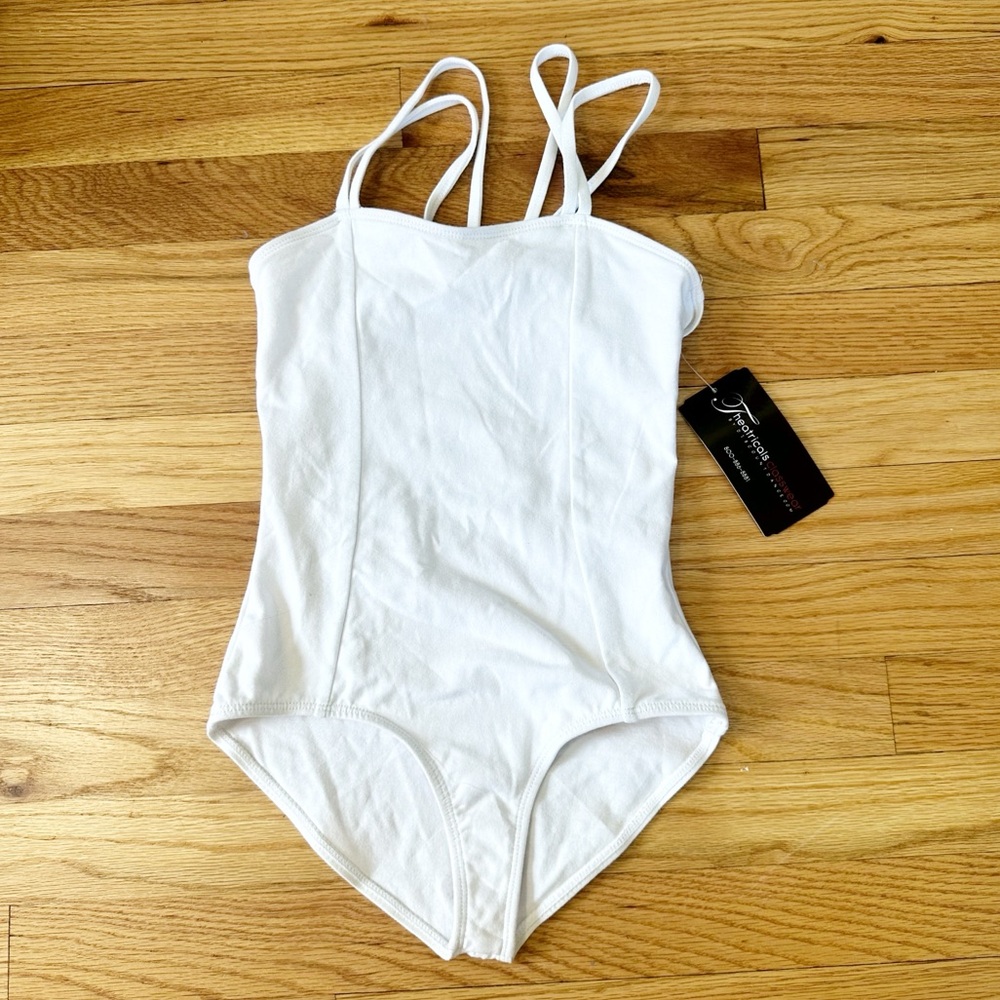 NWT Theatricals White Cross Back Dance Leotard Girls Large